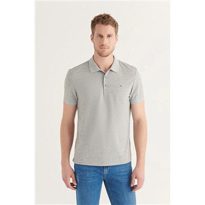 Avva Erkek Gri %100 Pamuk Nefes Alan Standart Fit Normal Kesim Polo Yaka T-shirt E001004