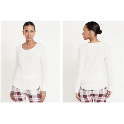 Printed Waffle Pajama Top for Women
