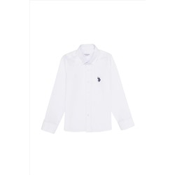 Erkek Çocuk Beyaz Uzun Kollu Basic Gömlek