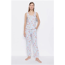 TRENDYOLMİLLA Lila-Çok Renkli Baskılı Atlet-Pantolon Örme Pijama Takımı THMSS23PT00092