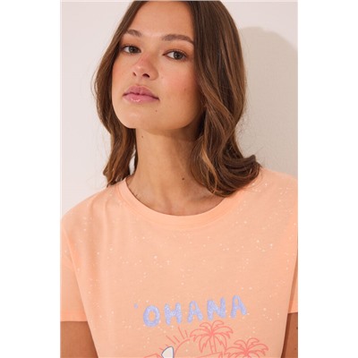 Pijama Capri Lilo & Stitch algodón naranja