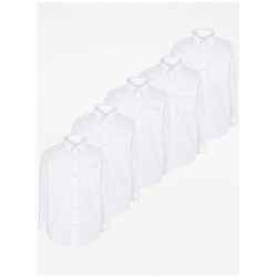 Boys White Long Sleeve School Shirts 5 Pack