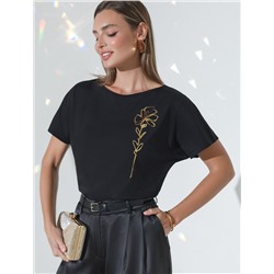 Нарядная футболка с блестящим принтом