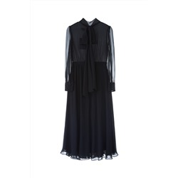 Vestido largo de seda Negro
