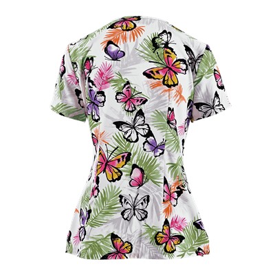 Cherokee Runway Scrubs Botanical Bliss Print Top