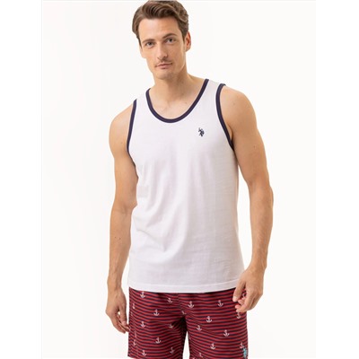 CONTRAST TRIM JERSEY MUSCLE TANK