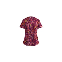 UA Tibetan Tease Wine Sweetheart Neck Scrub Top