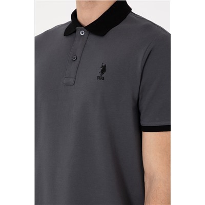 Erkek Regular Fit Polo Yaka Antrasit Basic Tişört