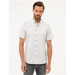 Beyaz Regular Fit Kısa Kollu Gömlek