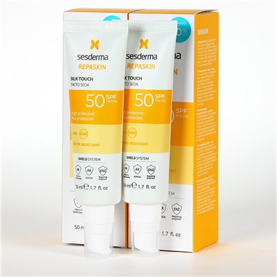 S*sd*rma PACK Duplo Repaskin Tacto Seda SPF50+ 50 ml 50% Descuento Segundad Unidad