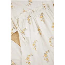 Çok Renkli Çiçek Desenli Biyeli Gömlek Yaka Dokulu Örme Pijama Takımı TBBAW26AI00039
