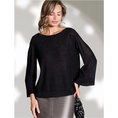 Джемпер свободный тонкой вязки из вискозы с люрексом