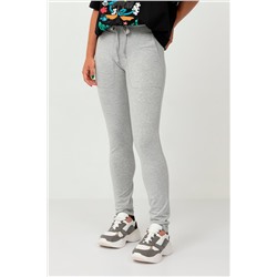 Treggings de tiro alto Gris claro jaspeado