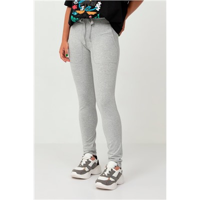 Treggings de tiro alto Gris claro jaspeado