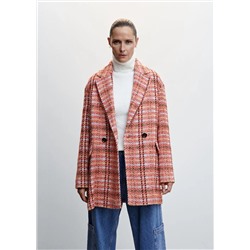Abrigo tweed cuadros  -  Mujer | MANGO OUTLET Melilla