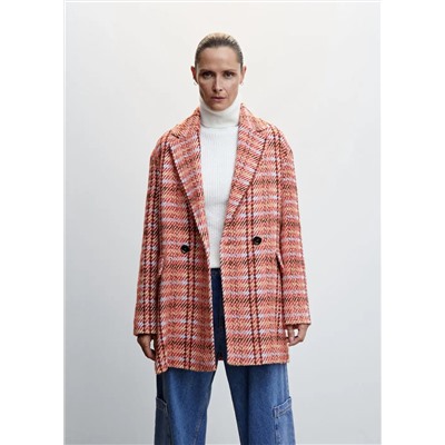 Abrigo tweed cuadros  -  Mujer | MANGO OUTLET Melilla