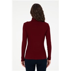 Kadın Bordo Balıkçı Yaka Sweatshirt