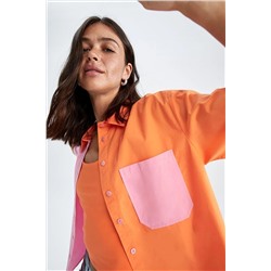 Defacto Oversize Fit Kısa Kollu %100 Pamuk Gömlek Y2360AZ22SM
