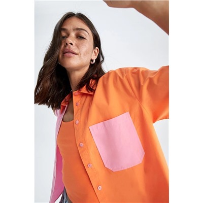 Defacto Oversize Fit Kısa Kollu %100 Pamuk Gömlek Y2360AZ22SM