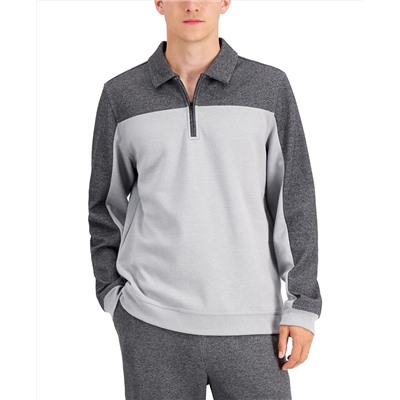 Alfani Men's Regular-Fit Colorblocked 1/4-Zip Sweatshirt, Created for Macy's