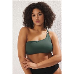 Yeşil Tek Omuz Büyük Beden Bikini Üstü TBBSS24CT00001