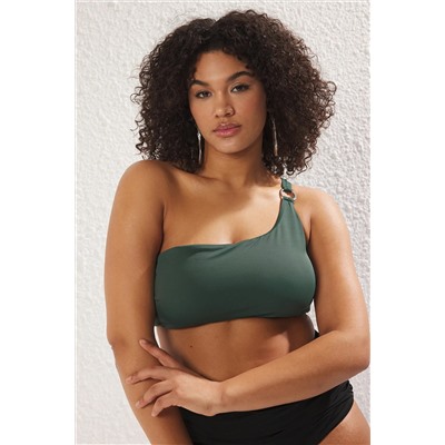 Yeşil Tek Omuz Büyük Beden Bikini Üstü TBBSS24CT00001