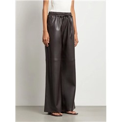 Брюки широкого кроя из экокожи, D401/chestnut