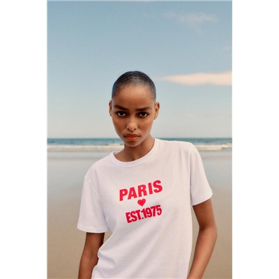 T-SHIRT WITH SLOGAN