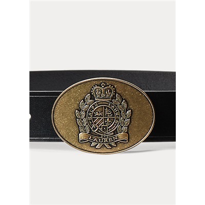 Lauren Crest-Plaque Leather Belt