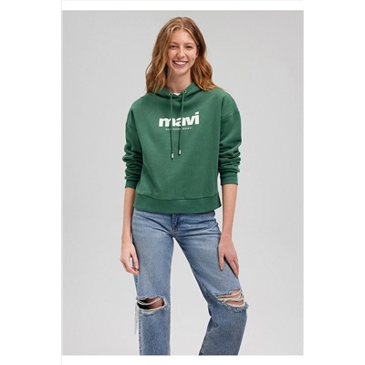 MaviLogo Baskılı Kapüşonlu Yeşil Sweatshirt 168334-71874
