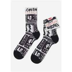 Kurze Herrensocken mit digitalem Rock-Band-Print