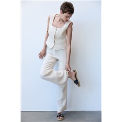 DENIM AND JUTE FLAT SLIDER SANDALS