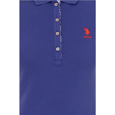 Kadın Mavi Basic Polo Yaka Tişört