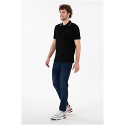 Erkek Regular Fit Polo Yaka Siyah Basic Tişört