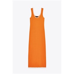 DOUBLE LAYER TRIM KNIT MAXI DRESS
