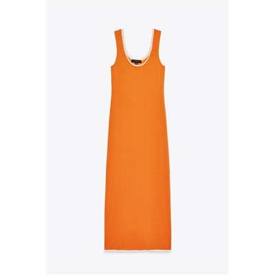 DOUBLE LAYER TRIM KNIT MAXI DRESS