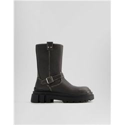 Men’s distressed-effect biker ankle boots