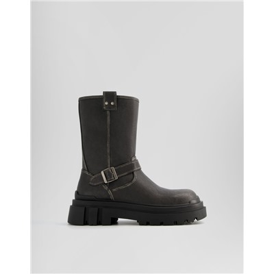 Men’s distressed-effect biker ankle boots