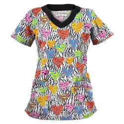 UA Wild At Heart White Print Scrub Top