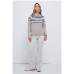 Jersey cenefa jacquard cuello combinado