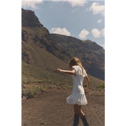 SHORT RUFFLED DRESS WITH TIE