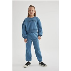 Defacto Kız Çocuk Kalın Kumaş İçi Yumuşak Tüylü Sweatshirt Eşofman Altı 2'li Takım B5644A823WN