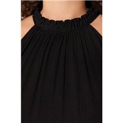 Siyah Halter Yaka Dokuma Elbise TBBSS23AH00207