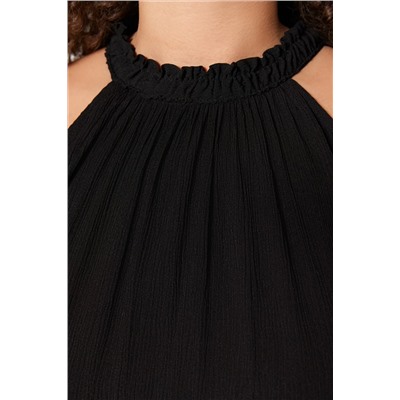 Siyah Halter Yaka Dokuma Elbise TBBSS23AH00207