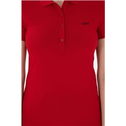 Kadın Kırmızı Basic Polo Yaka Tişört