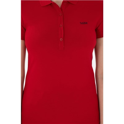 Kadın Kırmızı Basic Polo Yaka Tişört