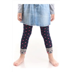 Denokids Kedi Puantiye Kız Çocuk Lacivert Puantiyeli Çorap Tayt CFF-22S1-143