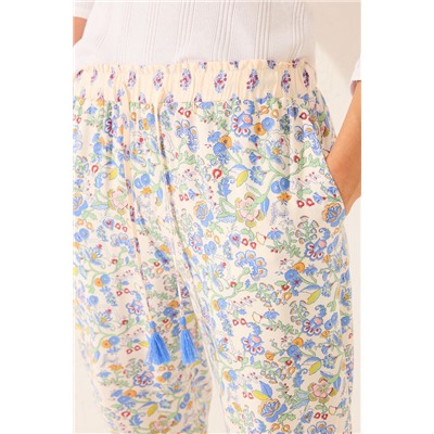 Pantalón Capri viscosa flores multicolor