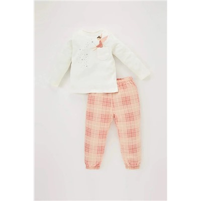 Defacto Kız Bebek Kareli Uzun Kollu Flanel Pijama Takımı B2162A5RD188