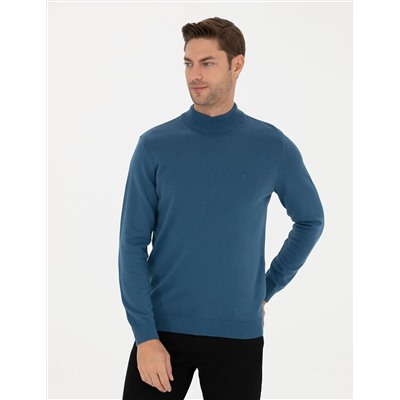 Kobalt Mavi Slim Fit Basic Kazak